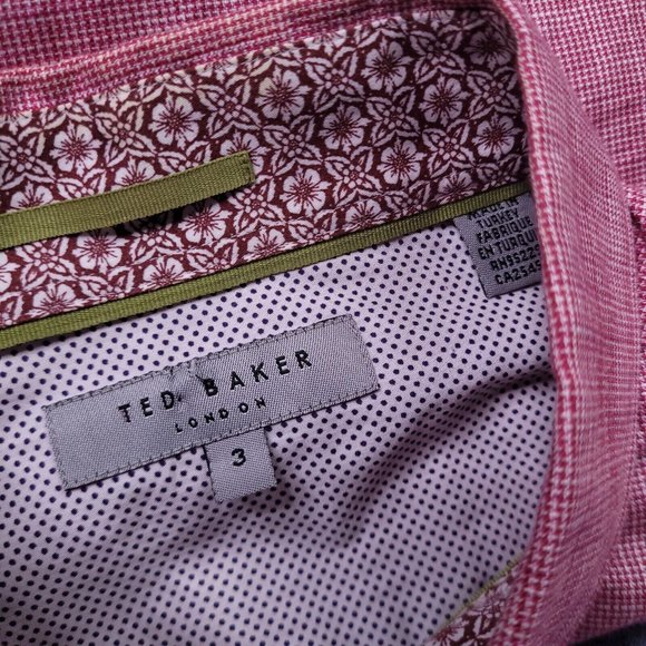 Ted Baker Cotton Linen Roll Tab Flip Cuff Button Up Shirt Lightweight Preppy 3 M - Picture 5 of 9